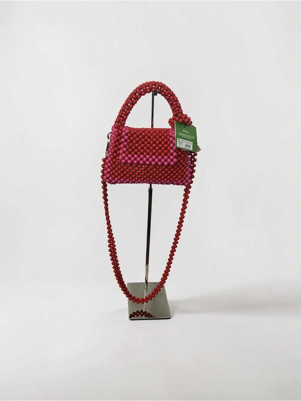 NWT Kate Spade x Target Beaded Crossbody Red and Pink Colorblock Mini Purse - Picture 2 of 9